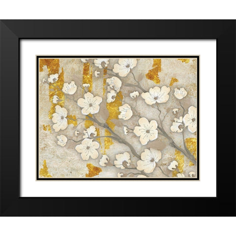 Golden Blossoms 2 Black Modern Wood Framed Art Print with Double Matting by Stimson, Diane