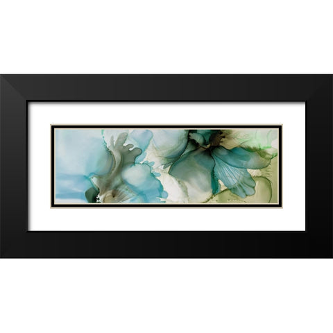 Sage And Teal Florals 1 Black Modern Wood Framed Art Print with Double Matting by Debs, Emma Catherine