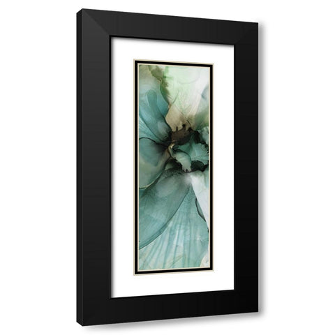 Sage And Teal Florals 2 Black Modern Wood Framed Art Print with Double Matting by Debs, Emma Catherine