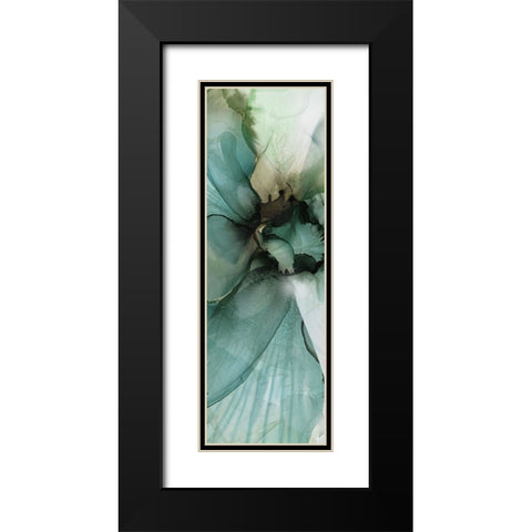 Sage And Teal Florals 2 Black Modern Wood Framed Art Print with Double Matting by Debs, Emma Catherine