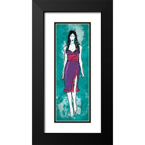 Runway Model on Teal Black Modern Wood Framed Art Print with Double Matting by Rodriquez Jr, Enrique