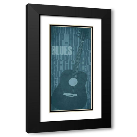 Blues Black Modern Wood Framed Art Print with Double Matting by Rodriquez Jr, Enrique
