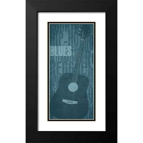 Blues Black Modern Wood Framed Art Print with Double Matting by Rodriquez Jr, Enrique