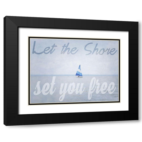Shore Be Free Black Modern Wood Framed Art Print with Double Matting by Urquhart, Elizabeth