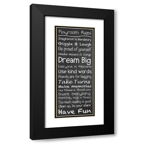 Playroom Rules Chalkwhite Black Modern Wood Framed Art Print with Double Matting by Gibbons, Lauren