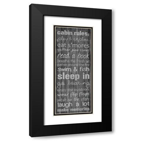 Cabin Rules Black Modern Wood Framed Art Print with Double Matting by Gibbons, Lauren