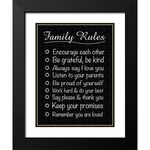 Family Rules Black Modern Wood Framed Art Print with Double Matting by Gibbons, Lauren