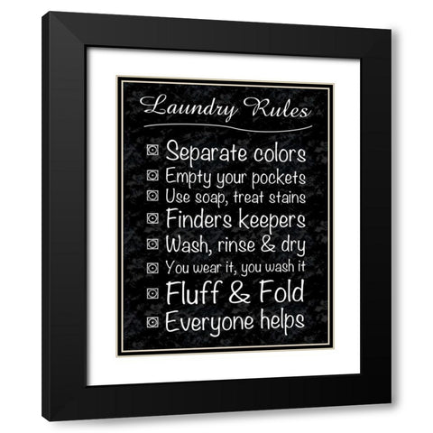 Laundry Rules Black Modern Wood Framed Art Print with Double Matting by Gibbons, Lauren