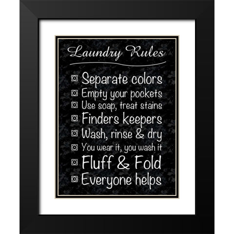 Laundry Rules Black Modern Wood Framed Art Print with Double Matting by Gibbons, Lauren