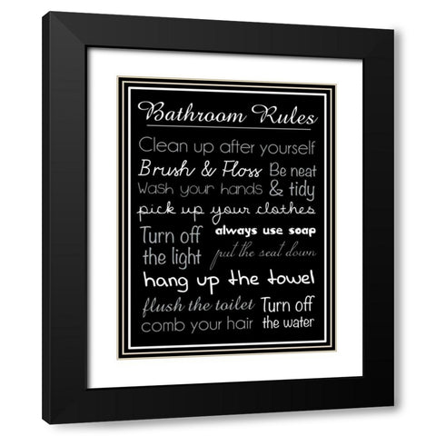 Bath Rules Blk 2 Black Modern Wood Framed Art Print with Double Matting by Gibbons, Lauren