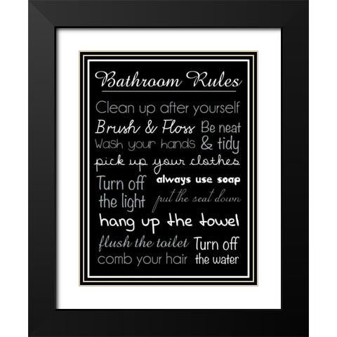 Bath Rules Blk 2 Black Modern Wood Framed Art Print with Double Matting by Gibbons, Lauren