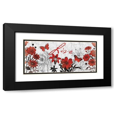 Floral Live red Black Modern Wood Framed Art Print with Double Matting by Grey, Jace