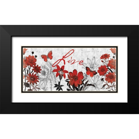 Floral Live red Black Modern Wood Framed Art Print with Double Matting by Grey, Jace