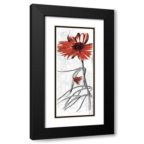 Red Flower Black Modern Wood Framed Art Print with Double Matting by Grey, Jace