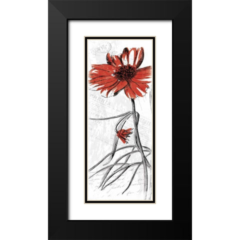 Red Flower Black Modern Wood Framed Art Print with Double Matting by Grey, Jace