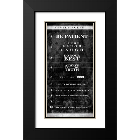 NO RULES Black Modern Wood Framed Art Print with Double Matting by Grey, Jace