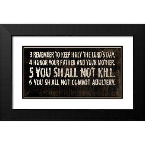 10 Commandments Black Modern Wood Framed Art Print with Double Matting by Grey, Jace