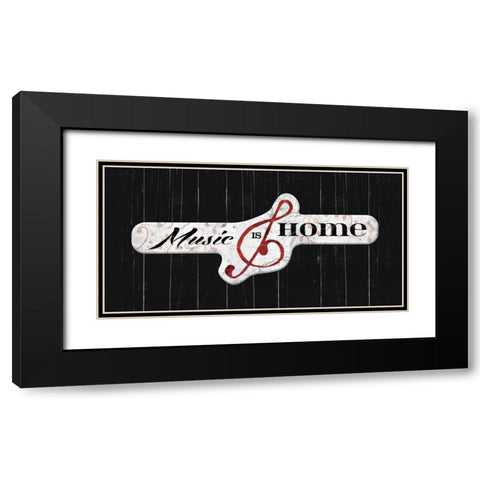 Music is home Black Modern Wood Framed Art Print with Double Matting by Grey, Jace