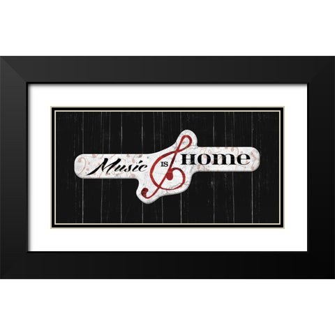 Music is home Black Modern Wood Framed Art Print with Double Matting by Grey, Jace