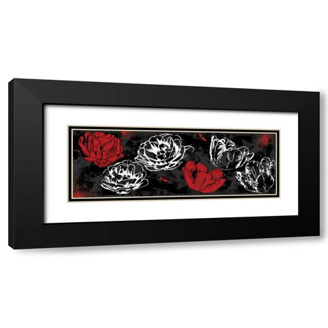 Floral sketch black Black Modern Wood Framed Art Print with Double Matting by Grey, Jace