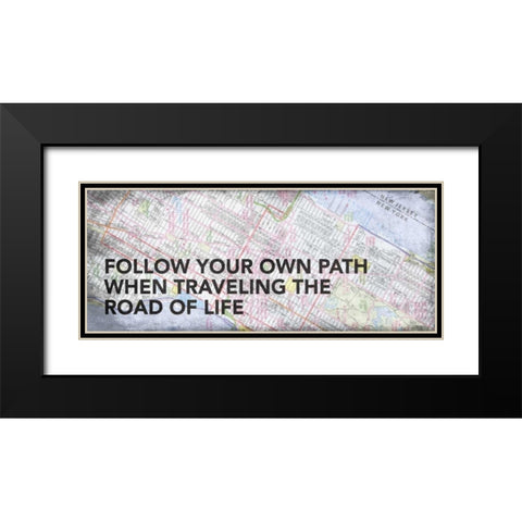 Map Minspirational 2 Black Modern Wood Framed Art Print with Double Matting by Grey, Jace