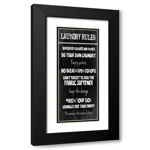 Laundry Rules Black Modern Wood Framed Art Print with Double Matting by Grey, Jace