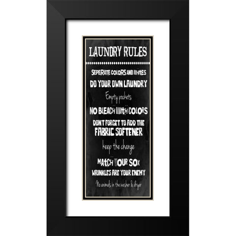 Laundry Rules Black Modern Wood Framed Art Print with Double Matting by Grey, Jace