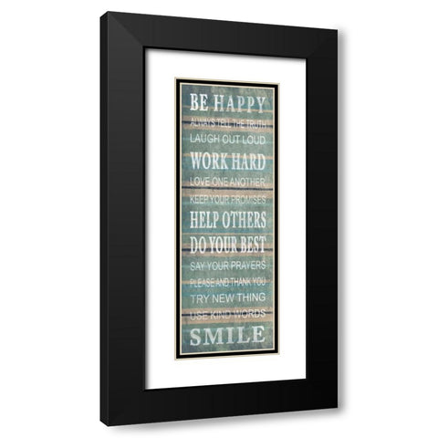 Be happy Black Modern Wood Framed Art Print with Double Matting by Grey, Jace