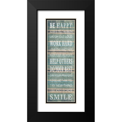 Be happy Black Modern Wood Framed Art Print with Double Matting by Grey, Jace