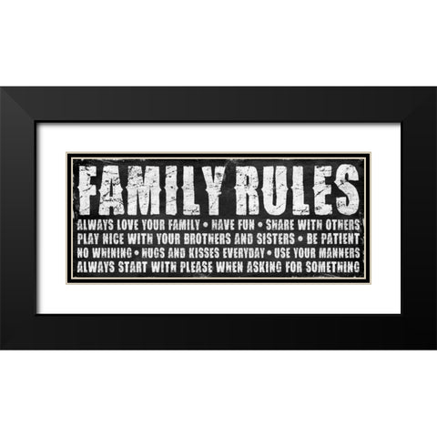 Family rules Black Modern Wood Framed Art Print with Double Matting by Grey, Jace