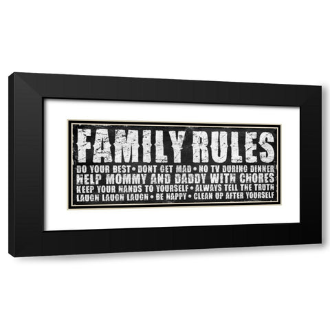 Family Rules Mate Black Modern Wood Framed Art Print with Double Matting by Grey, Jace