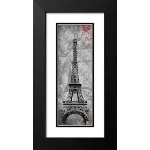 Paris Postal Black Modern Wood Framed Art Print with Double Matting by Grey, Jace