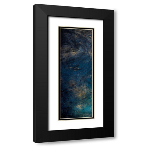Golden Blue Marble Black Modern Wood Framed Art Print with Double Matting by Grey, Jace