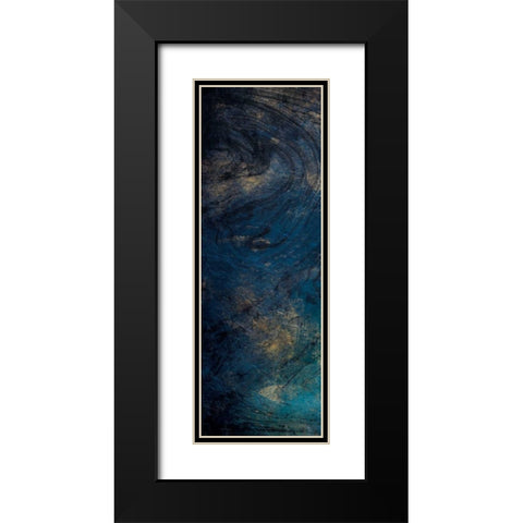 Golden Blue Marble Black Modern Wood Framed Art Print with Double Matting by Grey, Jace