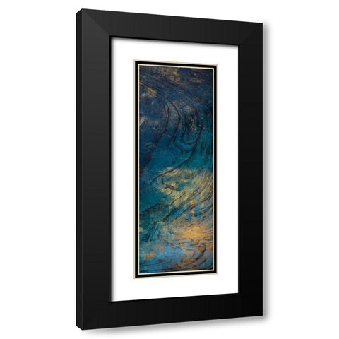 Golden Blue Marble Mate Black Modern Wood Framed Art Print with Double Matting by Grey, Jace