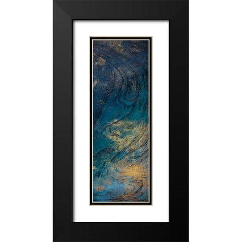 Golden Blue Marble Mate Black Modern Wood Framed Art Print with Double Matting by Grey, Jace