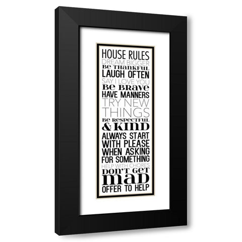 House Rules Dream BW Black Modern Wood Framed Art Print with Double Matting by Grey, Jace