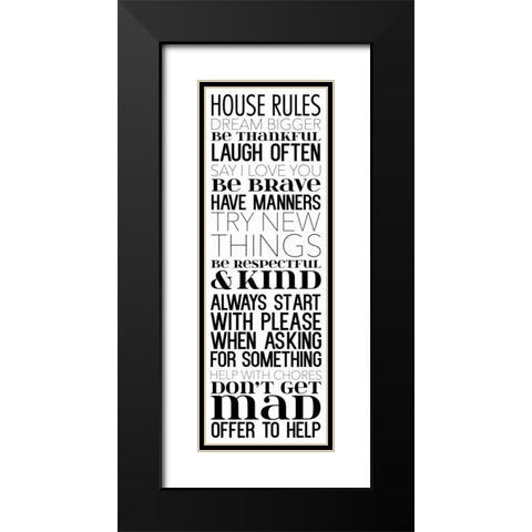 House Rules Dream BW Black Modern Wood Framed Art Print with Double Matting by Grey, Jace