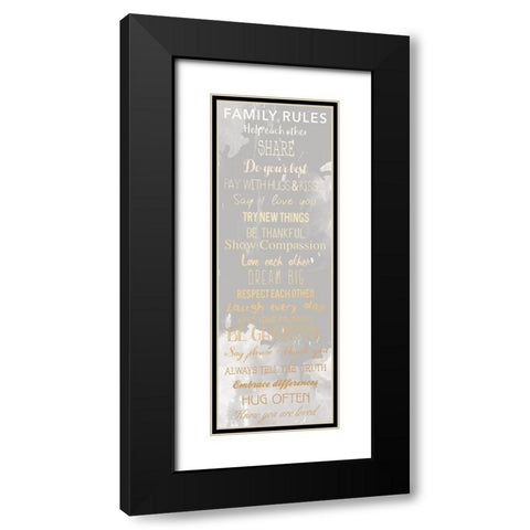 Family Rules Smoke Black Modern Wood Framed Art Print with Double Matting by Grey, Jace