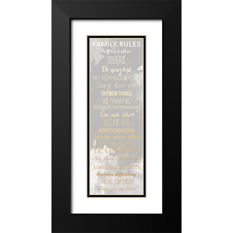 Family Rules Smoke Black Modern Wood Framed Art Print with Double Matting by Grey, Jace