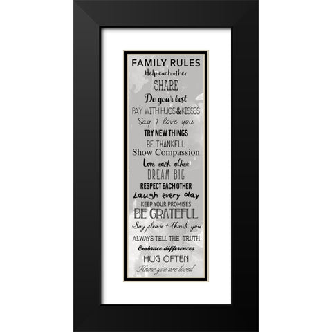 Family Rules Black Black Modern Wood Framed Art Print with Double Matting by Grey, Jace