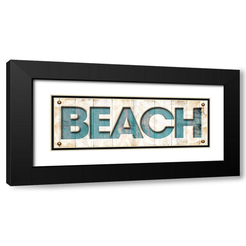 Beach Sign Black Modern Wood Framed Art Print with Double Matting by Grey, Jace