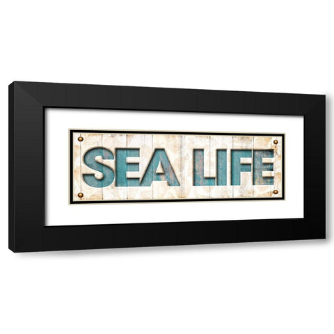 Sea Life Sign Black Modern Wood Framed Art Print with Double Matting by Grey, Jace