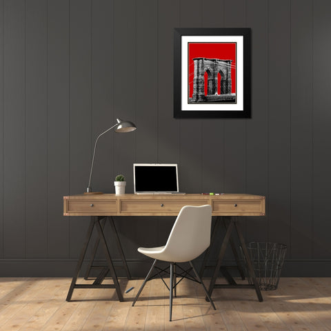 Brooklyn Bridge II Black Modern Wood Framed Art Print with Double Matting by Grey, Jace