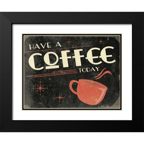 Retro Coffee A Black Modern Wood Framed Art Print with Double Matting by Grey, Jace