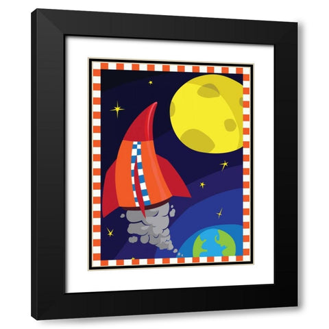 Rockets Black Modern Wood Framed Art Print with Double Matting by Grey, Jace