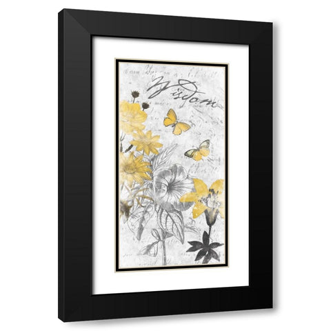 Wisdom Floral Black Modern Wood Framed Art Print with Double Matting by Grey, Jace