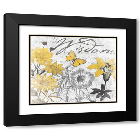 Wisdom Floral B Black Modern Wood Framed Art Print with Double Matting by Grey, Jace
