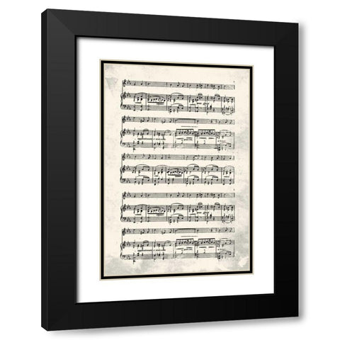 Music Sheet Cream Black Modern Wood Framed Art Print with Double Matting by Grey, Jace