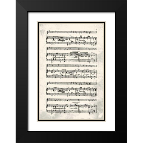 Music Sheet Cream Black Modern Wood Framed Art Print with Double Matting by Grey, Jace